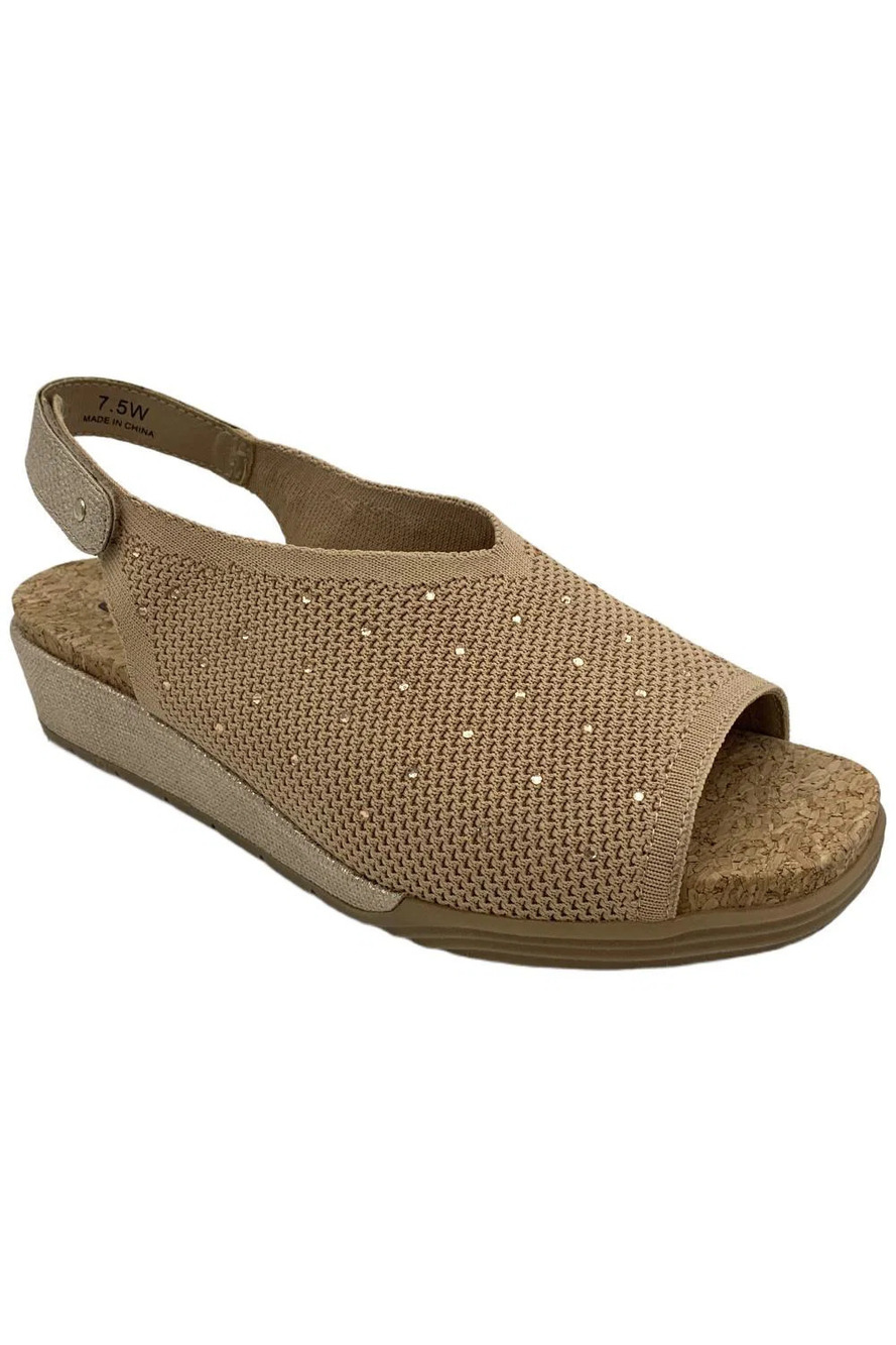 JBU Women's Clarisse Slingback Demi Wedge Sandal Taupe - Wide